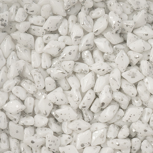 Matubo Czech Gemduo 2-Hole Approx 13g Vial Silver Splash