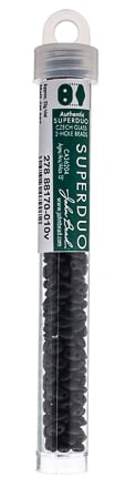 Matubo Czech Super Duo 2-Hole apx 22g vials  Opaque Jet Shades