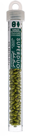 Matubo Czech Super Duo 2-Hole apx 22g vials  Opaque Green Shades