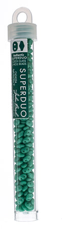 Matubo Czech Super Duo 2-Hole apx 22g vials  Turquoise Green Shades