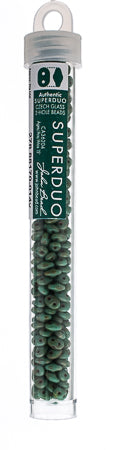 Matubo Czech Super Duo 2-Hole apx 22g vials  Turquoise Green Shades