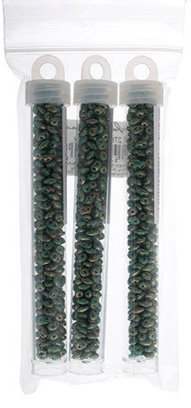 Matubo Czech Super Duo 2-Hole apx 22g vials  Turquoise Green Shades
