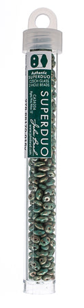 Matubo Czech Super Duo 2-Hole apx 22g vials  Turquoise Green Shades