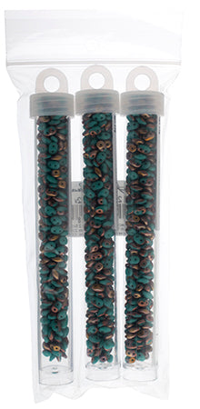 Matubo Czech Super Duo 2-Hole apx 22g vials  Turquoise Green Shades