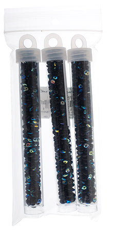 Matubo Czech Super Duo 2-Hole apx 22g vials  Opaque Jet Shades