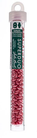 Matubo Czech Super Duo 2-Hole apx 22g vials  Coral Red Shades
