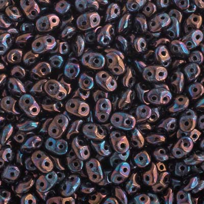 Matubo Czech Super Duo 2-Hole apx 22g vials  Opaque Jet Shades