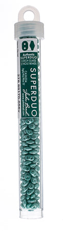 Matubo Czech Super Duo 2-Hole apx 22g vials  Turquoise Green Shades