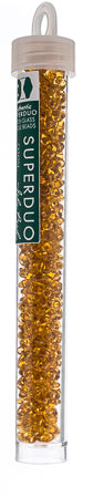 Matubo Czech Super Duo 2-Hole apx 22g vials  Transparent Topaz Shades