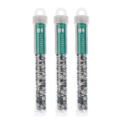 Matubo Czech Super Duo 2-Hole apx 22g vials  Black/White Opaque