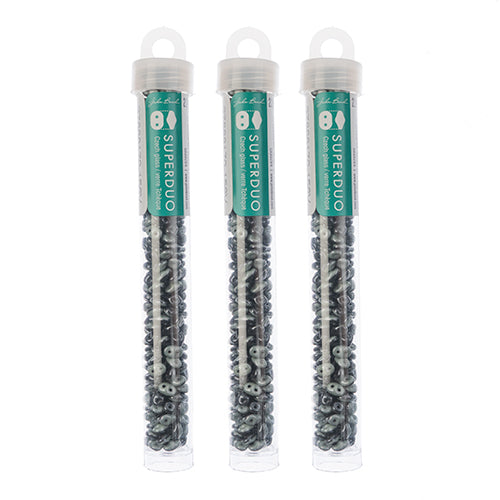 Matubo Czech Super Duo 2-Hole apx 22g vials  Black/White Opaque