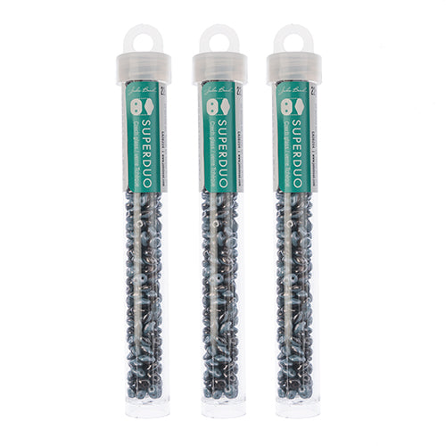 Matubo Czech Super Duo 2-Hole apx 22g vials  Black/White Opaque