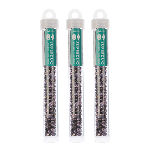 Matubo Czech Super Duo 2-Hole apx 22g vials  Black/White Opaque