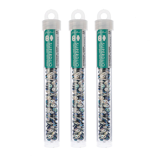 Matubo Czech Super Duo 2-Hole apx 22g vials  Black/White Opaque