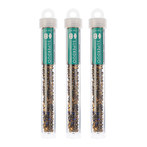 Matubo Czech Super Duo 2-Hole apx 22g vials  Transparent Topaz Shades