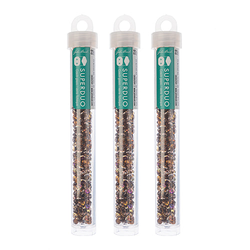 Matubo Czech Super Duo 2-Hole apx 22g vials  Transparent Topaz Shades