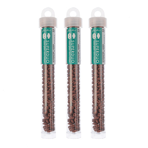 Matubo Czech Super Duo 2-Hole apx 22g vials  Opaque Chocolate Shades