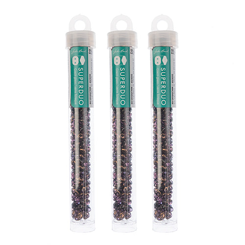 Matubo Czech Super Duo 2-Hole apx 22g vials  Transparent Amethyst Shades