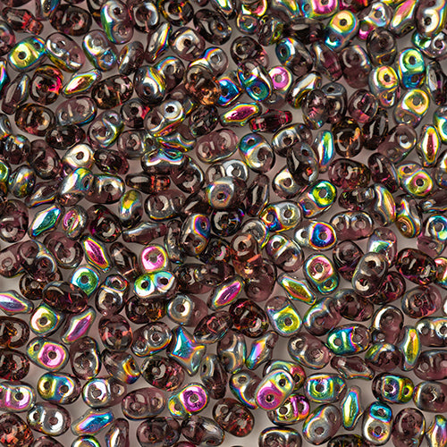 Matubo Czech Super Duo 2-Hole apx 22g vials  Transparent Amethyst Shades