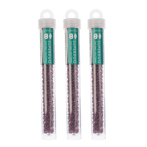 Matubo Czech Super Duo 2-Hole apx 22g vials  Transparent Amethyst Shades