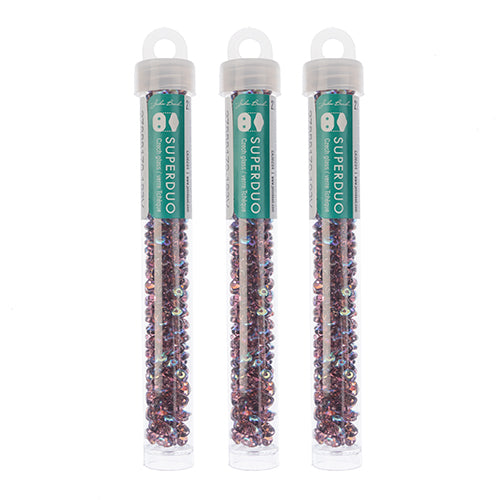 Matubo Czech Super Duo 2-Hole apx 22g vials  Transparent Amethyst Shades