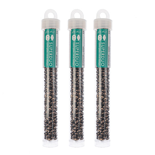 Matubo Czech Super Duo 2-Hole apx 22g vials  Opaque Jet Shades