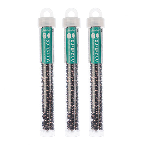 Matubo Czech Super Duo 2-Hole apx 22g vials  Opaque Jet Shades