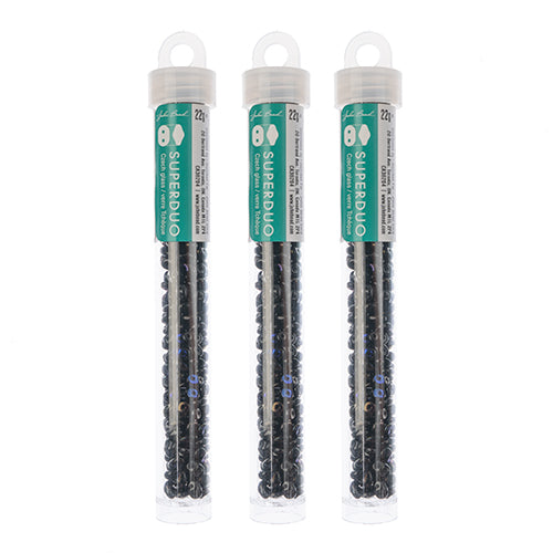 Matubo Czech Super Duo 2-Hole apx 22g vials  Opaque Jet Shades