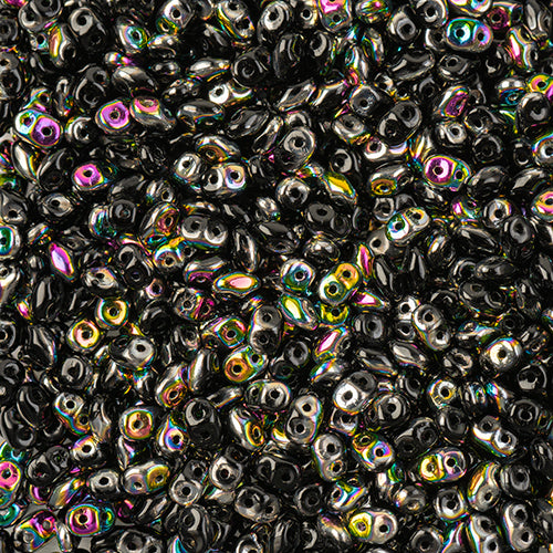 Matubo Czech Super Duo 2-Hole apx 22g vials  Opaque Jet Shades