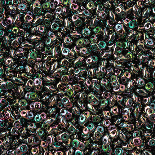 Matubo Czech Super Duo 2-Hole apx 22g vials  Opaque Jet Shades