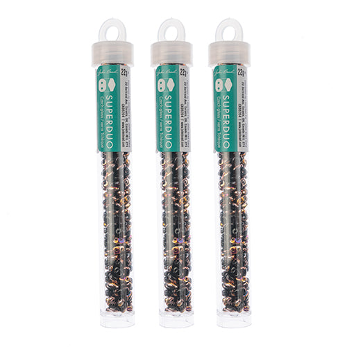 Matubo Czech Super Duo 2-Hole apx 22g vials  Opaque Jet Shades