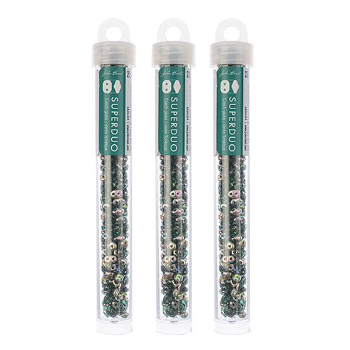 Matubo Czech Super Duo 2-Hole apx 22g vials  Emerald Shades