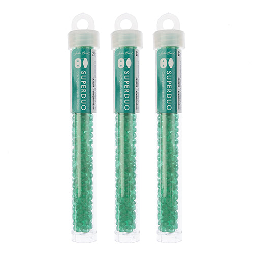 Matubo Czech Super Duo 2-Hole apx 22g vials  Emerald Shades