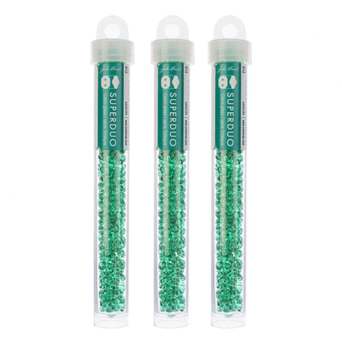 Matubo Czech Super Duo 2-Hole apx 22g vials  Emerald Shades