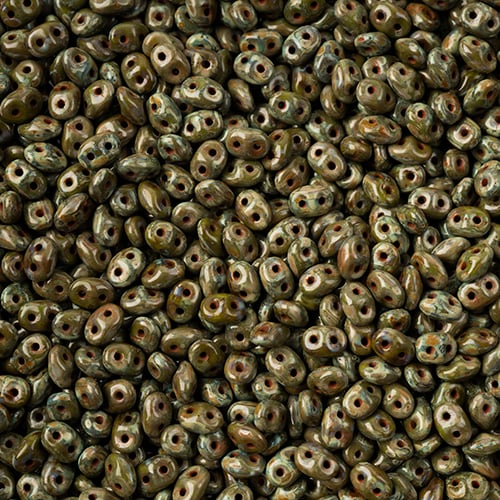 Matubo Czech Super Duo 2-Hole 100g Opaque Green Shades