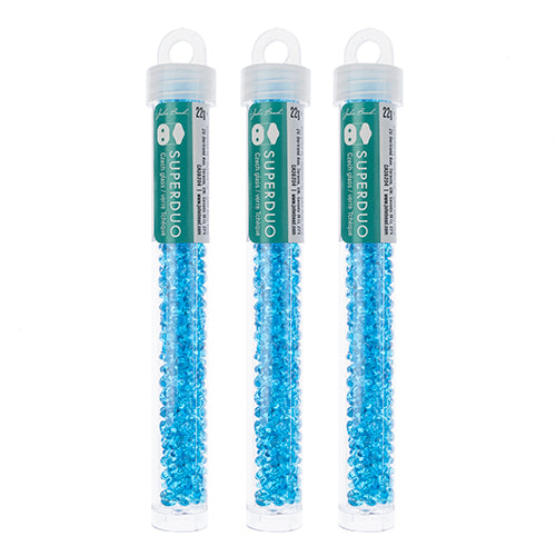 Matubo Czech Super Duo 2-Hole apx 22g vials  Aquamarine Shades