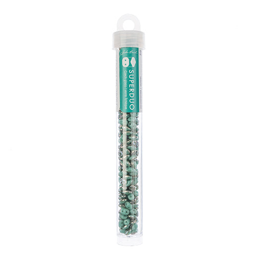 Matubo Czech Super Duo 2-Hole apx 22g vials  Turquoise Green Shades