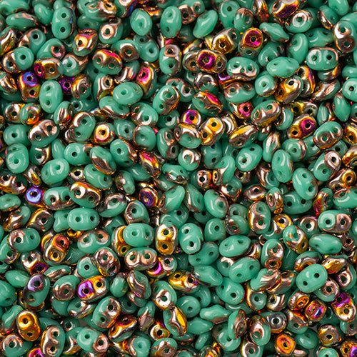 Matubo Czech Super Duo 2-Hole apx 22g vials  Turquoise Green Shades