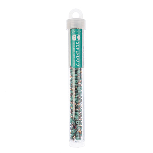 Matubo Czech Super Duo 2-Hole apx 22g vials  Turquoise Green Shades