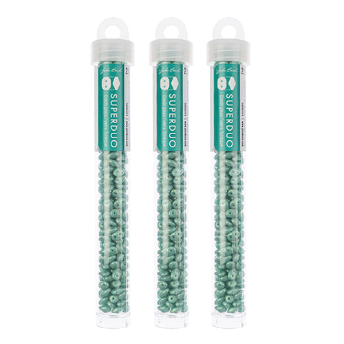 Matubo Czech Super Duo 2-Hole apx 22g vials  Turquoise Green Shades