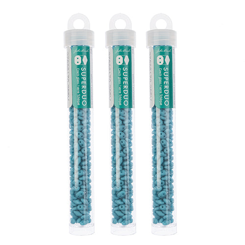 Matubo Czech Super Duo 2-Hole apx 22g vials  Turquoise Green Shades