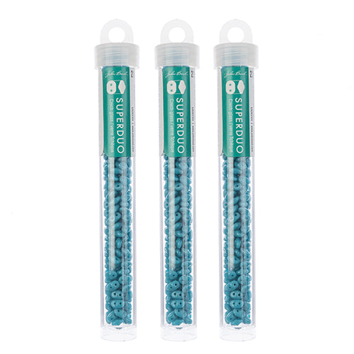 Matubo Czech Super Duo 2-Hole apx 22g vials  Turquoise Green Shades