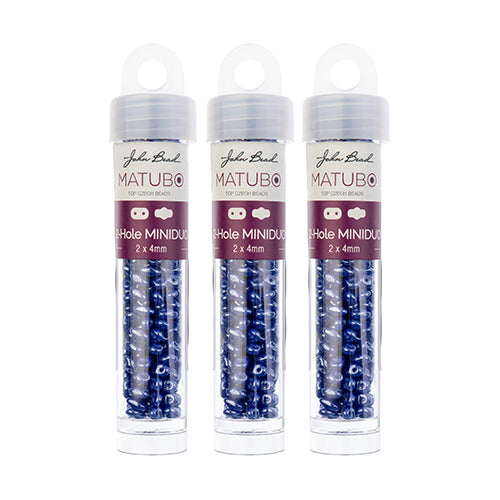 Matubo Czech Miniduo 2-Hole apx 13g Vials Opaque Blue Shades