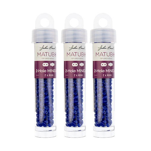 Matubo Czech Miniduo 2-Hole apx 13g Vials Opaque Blue Shades