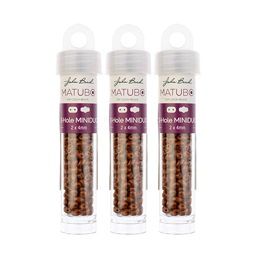 Matubo Czech Miniduo 2-Hole apx 13g Vials Opaque Chocolate