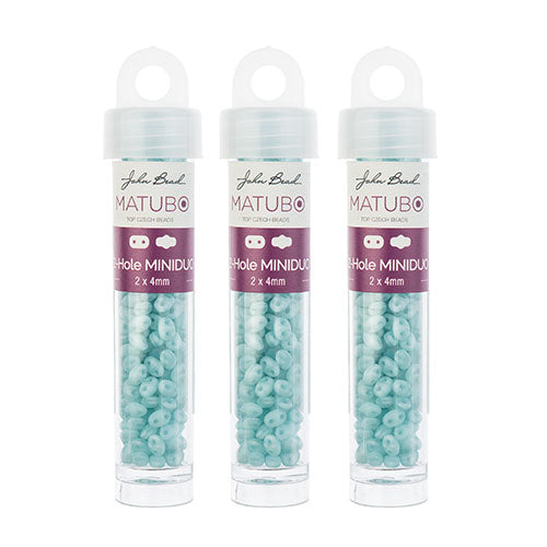 Matubo Czech Miniduo 2-Hole apx 13g Vials Silk Blue Opal