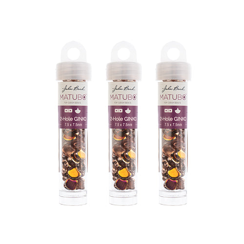 Matubo Czech Ginko 2-Hole apx. 12g vials Transparent Rosaline