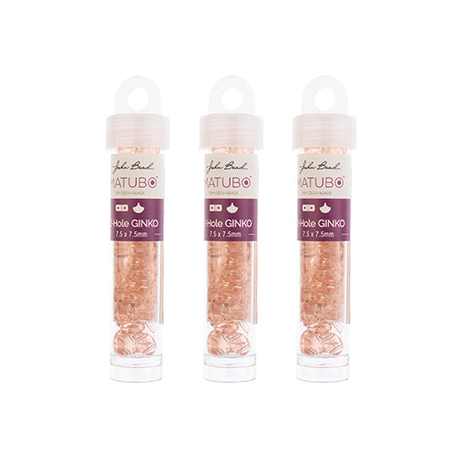 Matubo Czech Ginko 2-Hole apx. 12g vials Transparent Rosaline