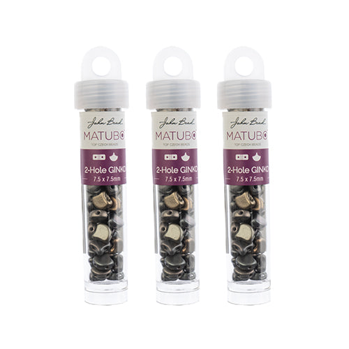 Matubo Czech Ginko 2-Hole apx. 12g vials Rainbow Metallic Shades