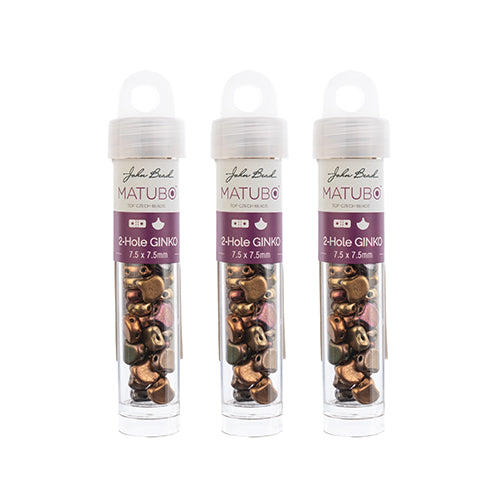 Matubo Czech Ginko 2-Hole apx. 12g vials Rainbow Metallic Shades